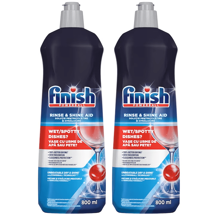 Pachet Solutie de clatire pentru masina de spalat vase Finish, 2x800 ml