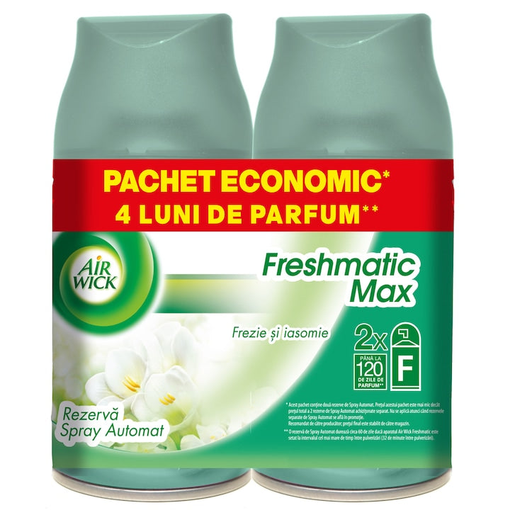 Rezerva odorizant camera Air Wick Freshmatic Frezie si Iasomie Duo Pack, 2x250 ml