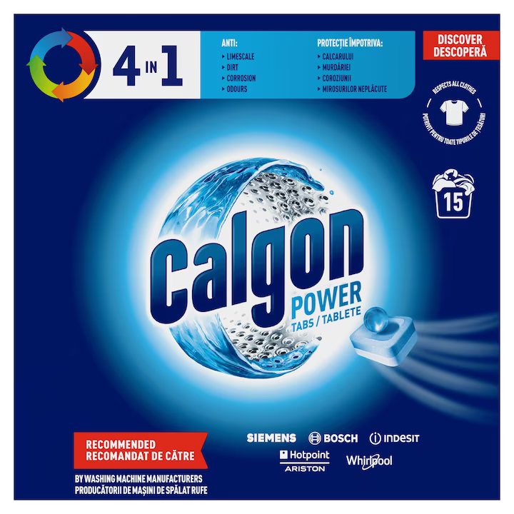 Tablete anticalcar pentru masina de spalat Calgon 4in1, 15 spalari