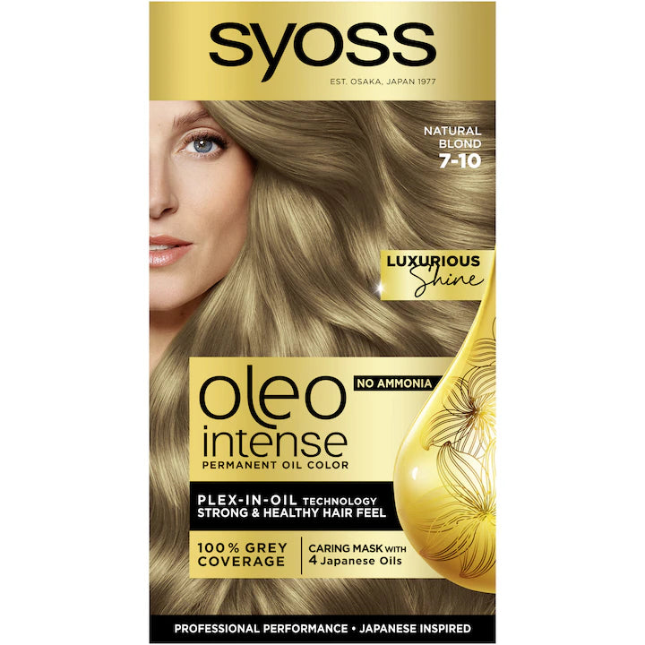 Vopsea de par permanenta fara amoniac Syoss Color Oleo Intense 7-10 Blond Natural, 115 ml