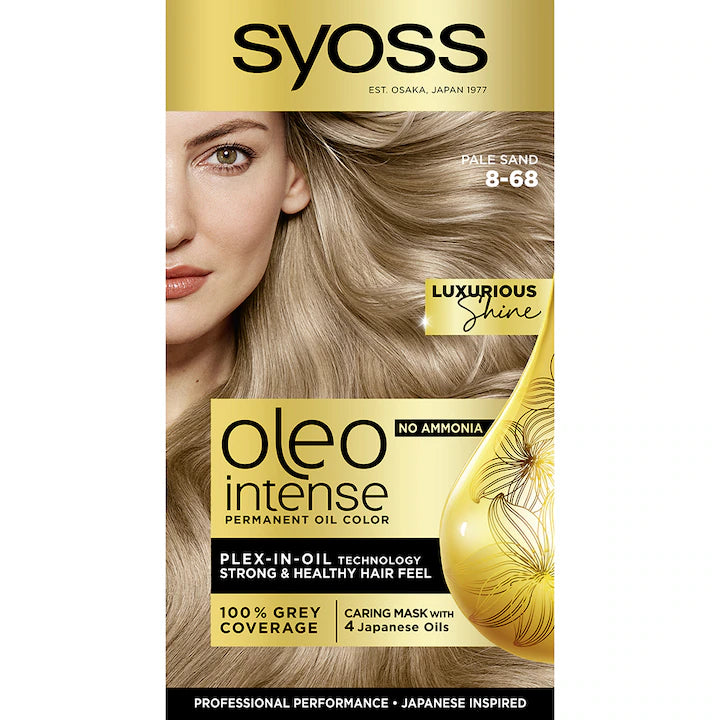 Vopsea de par permanenta fara amoniac Syoss Color Oleo Intense 8-68 Blond deschis nisipiu, 115 ml