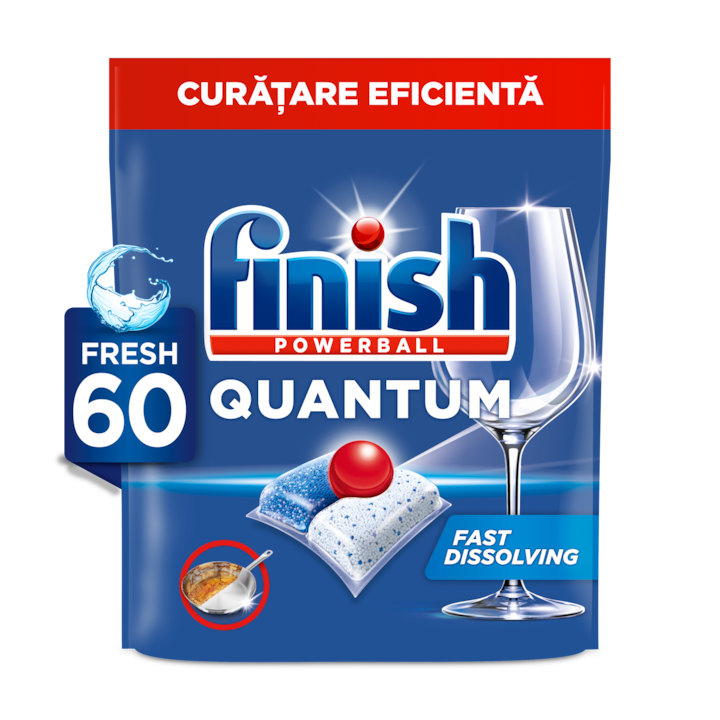 Detergent de vase pentru masina de spalat Finish Quantum, 60 tablete