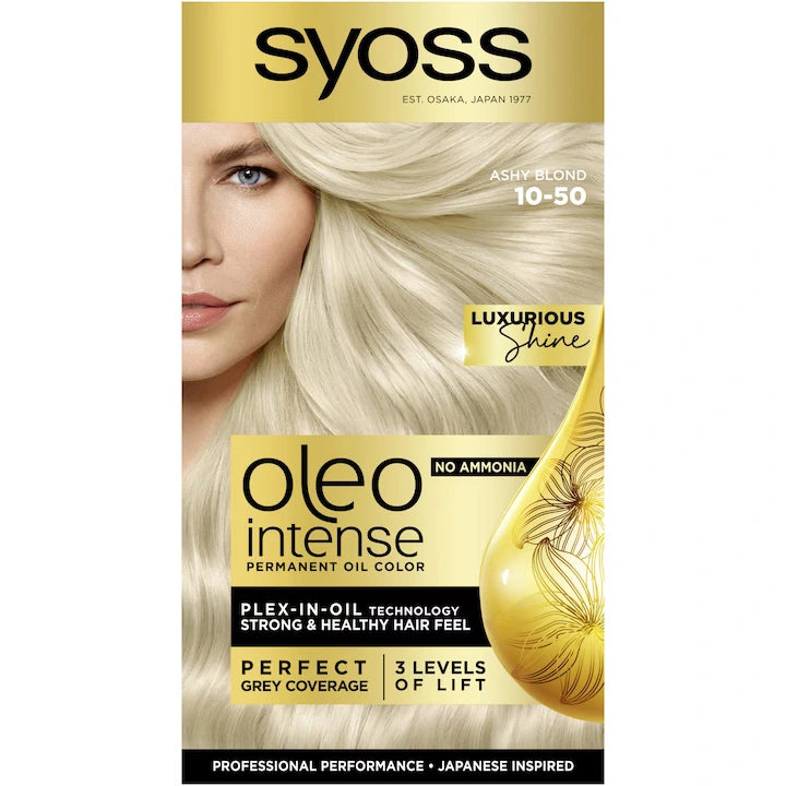 Vopsea de par permanenta fara amoniac Syoss Color Oleo Intense 10-50 Blond Cenusiu, 115 ml