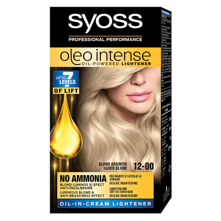 Vopsea de par permanenta fara amoniac Syoss Color Oleo Intense 12-00 Cream in Oil Blond Argintiu, 133 ml