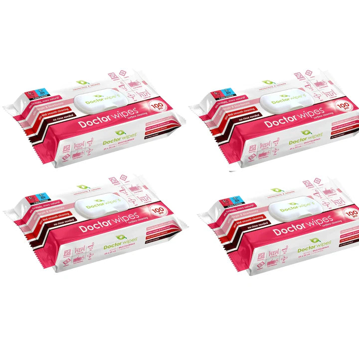 Servetele umede Doctor Wipe's multisuprafete cu bicarbonat si otet, 4 pachete x 100, 400 buc